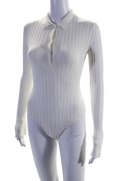 Galvan London Womens Long Sleeves Bodysuit Sweater White Size Extra Small