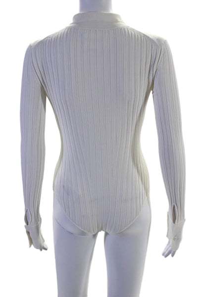 Galvan London Womens Long Sleeves Bodysuit Sweater White Size Extra Small