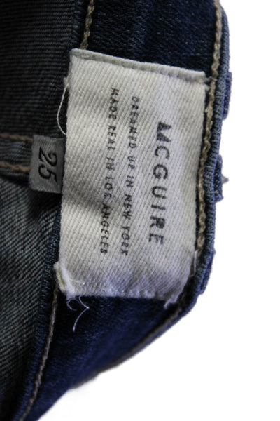 McGuire Womens Mid Rise Button Up Dark Wash Skinny Leg Jeans Blue Cotton Size 25