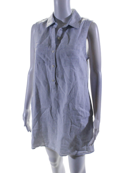 Vineyard Vines Womens Cotton Button Stripped Sleeveless Dress Blue Size 6