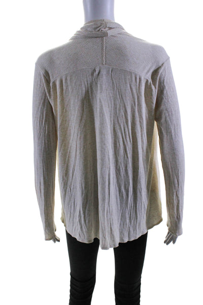 Calypso Womens Rib Knit Open Front Thin Cardigan Sweater Cream Size M