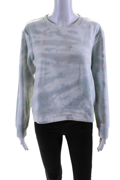 Splendid Womens Cotton Long Sleeve Tie Dye Pullover Sweater White Size M