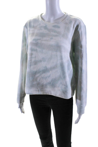 Splendid Womens Cotton Long Sleeve Tie Dye Pullover Sweater White Size M