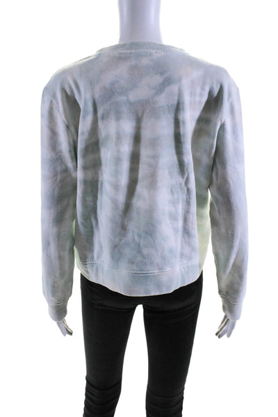 Splendid Womens Cotton Long Sleeve Tie Dye Pullover Sweater White Size M