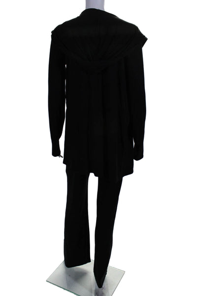 Three Dots Womens Black Hooded Open Front Cardigan Sweater Pants Set Size L