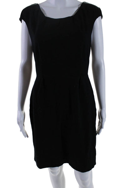 Kate Spade Womens Round Neck Zipped Cap Sleeve Midi Sheath Dress Black Size 10