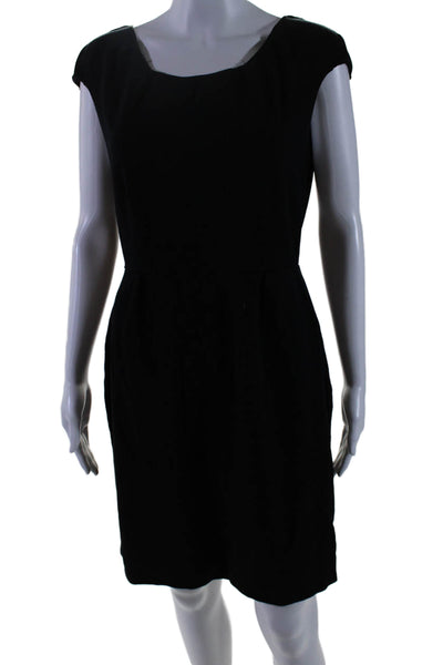 Kate Spade Womens Round Neck Zipped Cap Sleeve Midi Sheath Dress Black Size 10