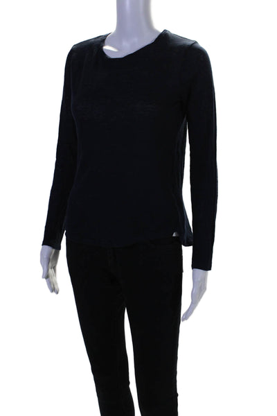 Vince Womens Long Sleeves Crew Neck Tee Shirt Navy Blue Size Extra Small