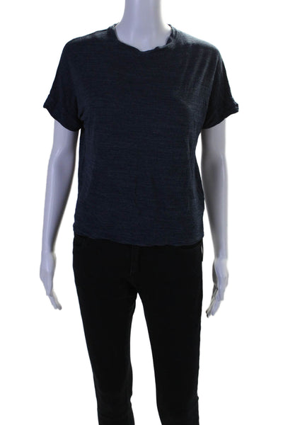 Vince Womens Short Sleeves Crew Neck Pullover Tee Shirt Blue Size Extra Small