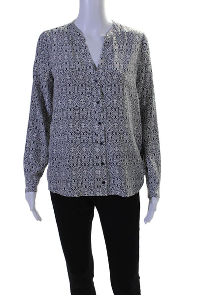 Joie Womens Silk Printed Button Down Blouse Gray Black Size Extra Small