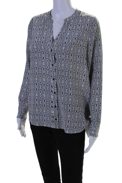 Joie Womens Silk Printed Button Down Blouse Gray Black Size Extra Small