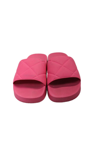 Bottega Veneta Womens Open Toe Embossed Quilted Platform Slides Pink Size EUR 39