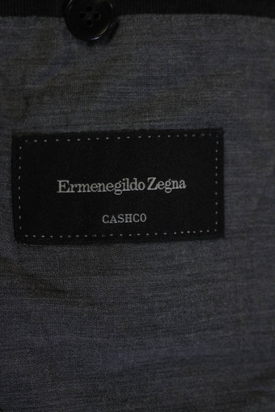 Ermenegildo Zegna Womens Long Sleeve Notch Lapel Two Button Blazer Black 42