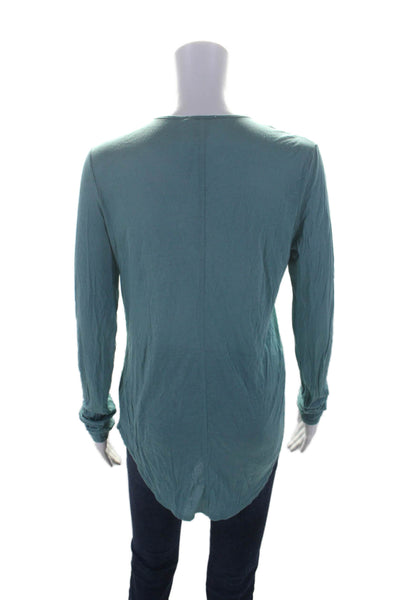 Helmut Helmut Lang Womens Long Sleeve V Neck Basic Top Blue Size Large