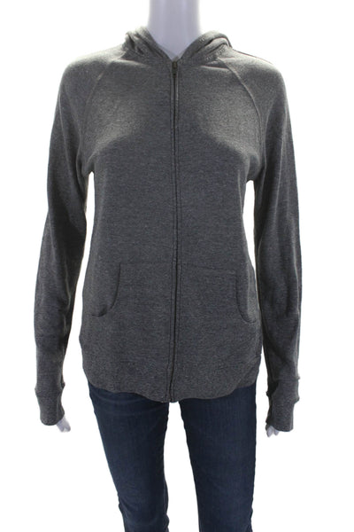 Current/Elliott Womens Two Pocket Long Sleeve Zip Up Hoodie Gray Size 1