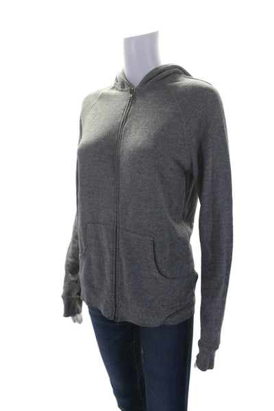 Current/Elliott Womens Two Pocket Long Sleeve Zip Up Hoodie Gray Size 1