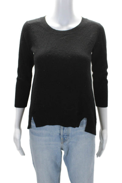 Oats Womens Cashmere Crew Neck Ribbed Long Sleeve Sweater Black Sized XS