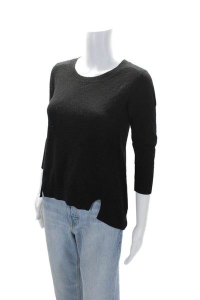 Oats Womens Cashmere Crew Neck Ribbed Long Sleeve Sweater Black Sized XS