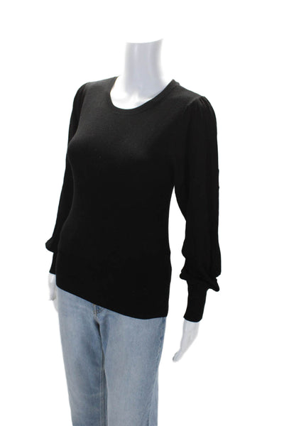 Catherine Catherine Malandrino Womens Crew Neck Ribbed Hem Top Black Size XS