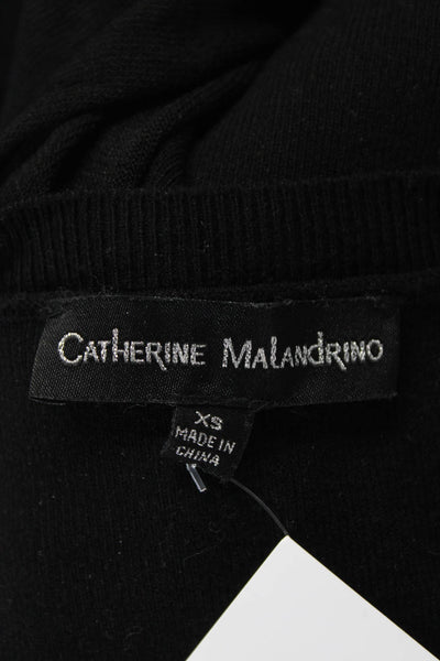 Catherine Catherine Malandrino Womens Crew Neck Ribbed Hem Top Black Size XS