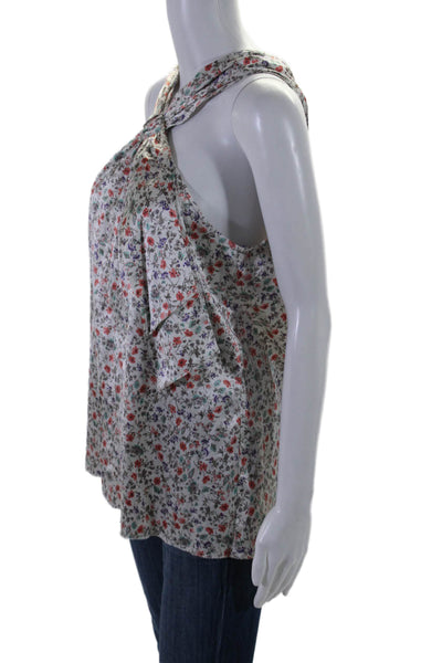 Vera Wang Lavender Label Womens Silk Blend White Multi Floral Blouse Top Size 6