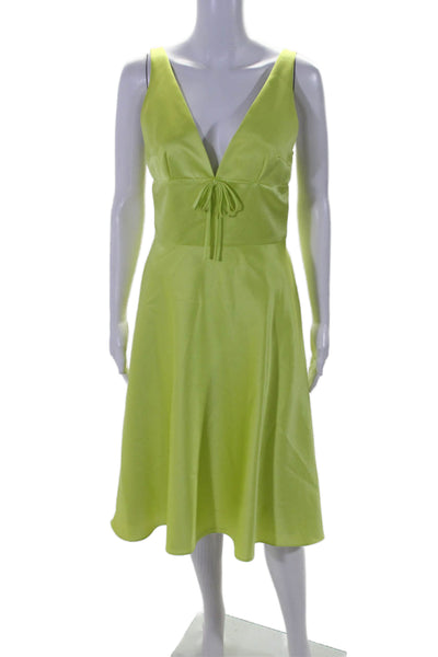 David Meister Womens V-Neck Tied Cut-Out Sleeveless Zipped Dress Green Size 6