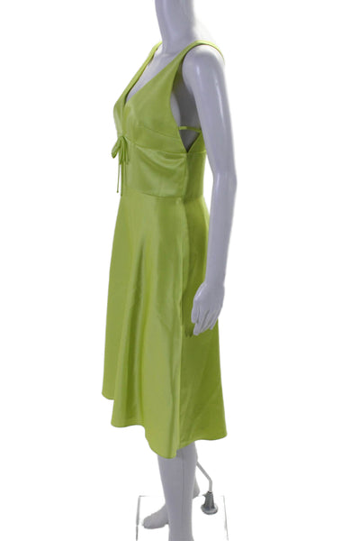 David Meister Womens V-Neck Tied Cut-Out Sleeveless Zipped Dress Green Size 6