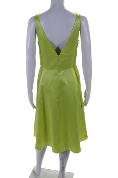 David Meister Womens V-Neck Tied Cut-Out Sleeveless Zipped Dress Green Size 6