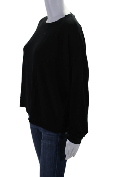 Majestic Filatures Women's Long Sleeves Pullover Sweatshirt Black Size 4