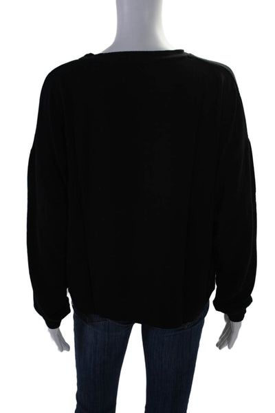 Majestic Filatures Women's Long Sleeves Pullover Sweatshirt Black Size 4