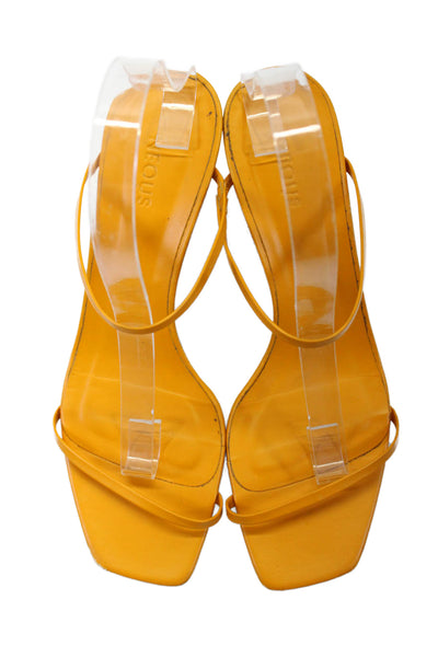 Neous Womens Leather Open Top Strappy Square Toe Slide On Heels Yellow Size 10