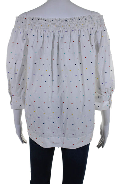 Caliban Women's Off The Shoulder Short Sleeves Blouse Polka Dot Size 40