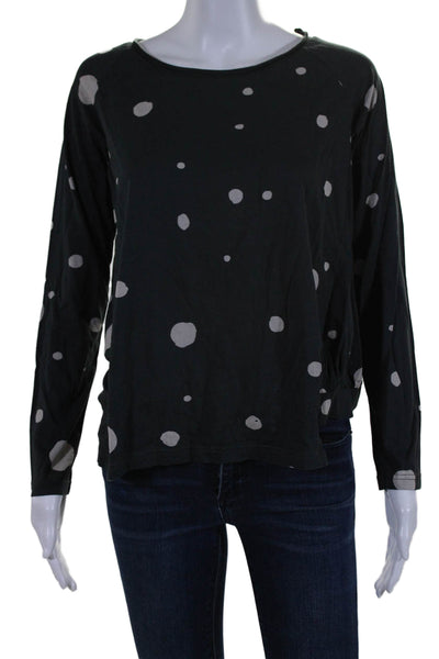 Lilith Women's Round Neck Long Sleeves Blouse Black Polka Dot Size S