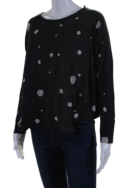 Lilith Women's Round Neck Long Sleeves Blouse Black Polka Dot Size S