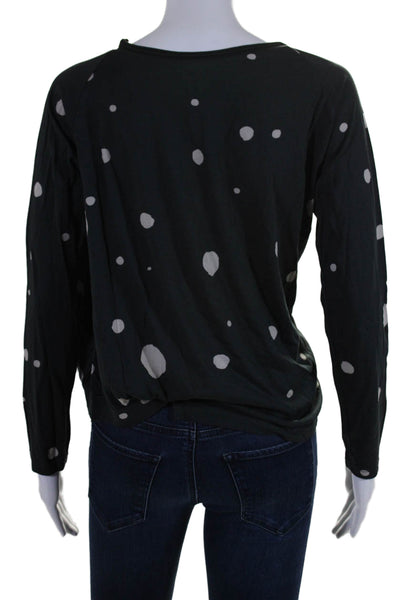 Lilith Women's Round Neck Long Sleeves Blouse Black Polka Dot Size S