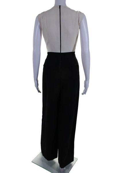 Narciso Rodriguez Womens V-Neck Sleeveless Wide Leg Jumpsuit Black Size 44