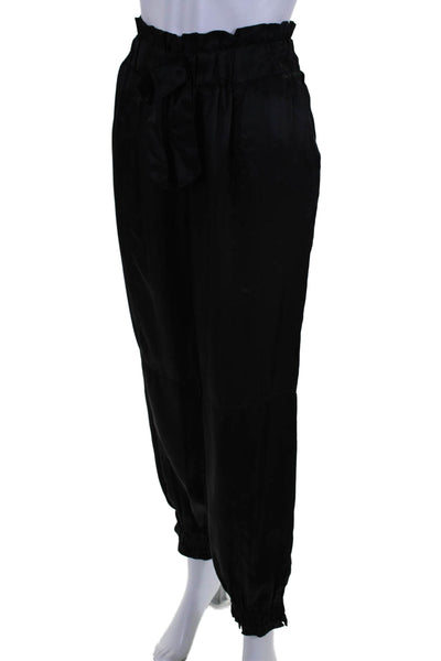 Cinq A Sept Womens Two Pocket Elastic Waist High-Rise Tapered Pants Black Size L