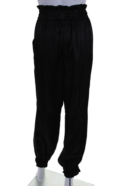 Cinq A Sept Womens Two Pocket Elastic Waist High-Rise Tapered Pants Black Size L