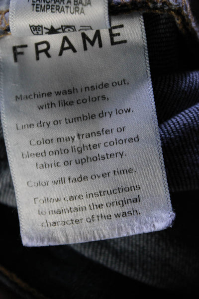 Frame Denim Womens High Rise Dark Wash Distressed Skinny Jeans Blue Size 26