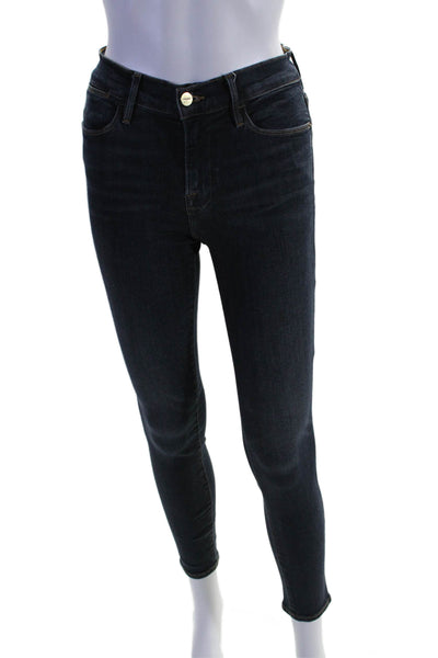 Frame Womens High Waist Dark Wash Skinny Jeans Blue Size 25