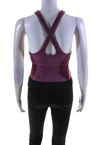 Beyond Yoga Womens Cross Strap Back Scoop Neck Cropped Tank Top Pink Size XS