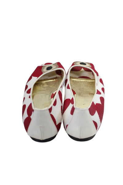 D&G Dolce & Gabbana Womens Red Printed Peep Toe Ballet Flats Shoes Size 8.5