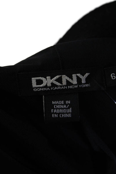 DKNY Womens Black Wool Crew Neck Button Front Long Sleeve Jacket Size 6