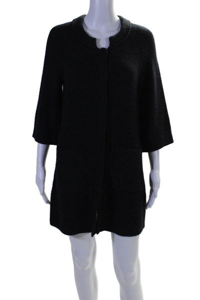 Elie Tahari Womens Navy Blue Alpaca Pockets 3/4 Sleeve Sweater Dress Size XS