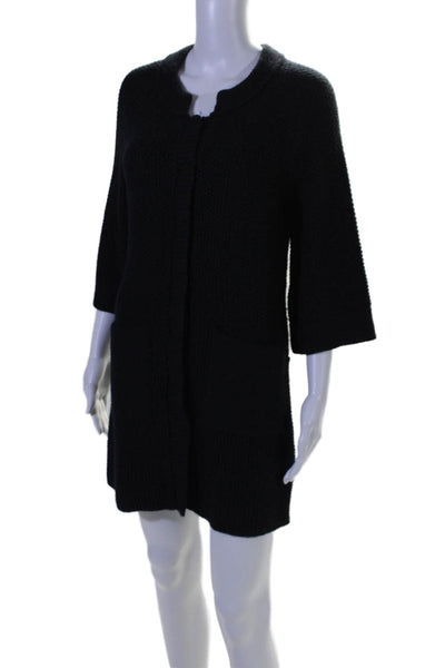 Elie Tahari Womens Navy Blue Alpaca Pockets 3/4 Sleeve Sweater Dress Size XS