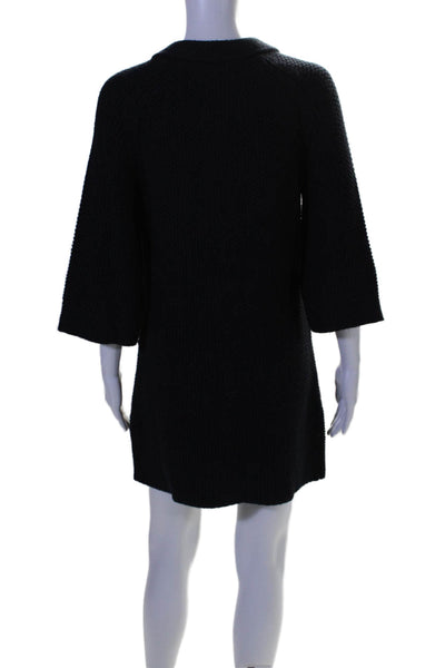 Elie Tahari Womens Navy Blue Alpaca Pockets 3/4 Sleeve Sweater Dress Size XS