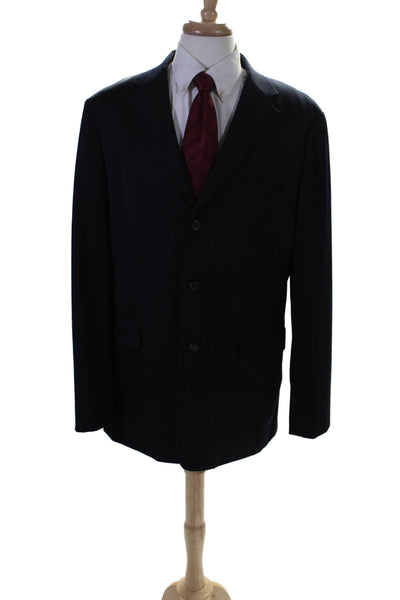 J Crew Mens Wool Navy Blue Three Button Long Sleeve Blazer Size 44L