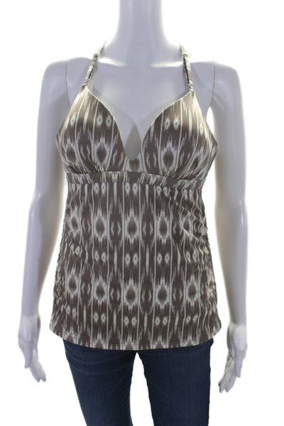 Athleta Womens Ikat Print Tankini Bathing Suit Top Brown White Size Medium