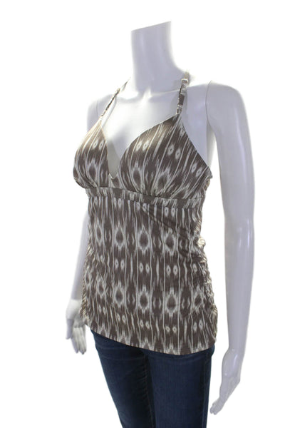 Athleta Womens Ikat Print Tankini Bathing Suit Top Brown White Size Medium