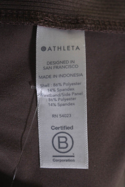 Athleta Womens Ribbed Sides Pull On High Rise Slim Leg Pants Brown Size 4